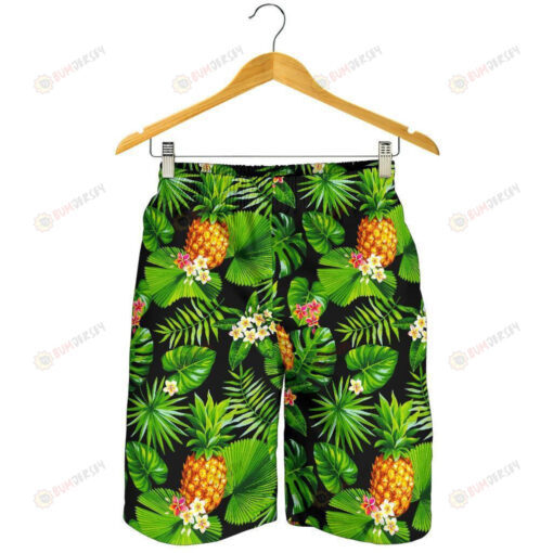 Black Hawaiian Pineapple Pattern Print Men'S Shorts - Print Shorts