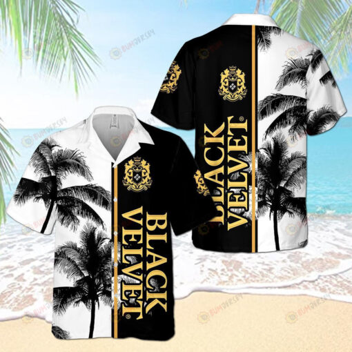 Black Velvet Palm Hawaiian Shirt In Black And White