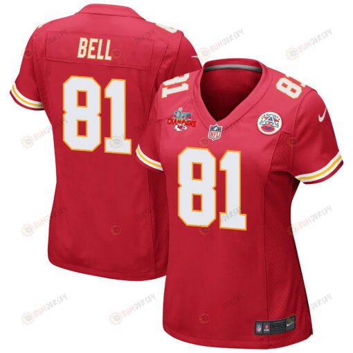 Blake Bell 81 Kansas City Chiefs Super Bowl LVII Champions 3 Stars WoMen's Jersey - Red