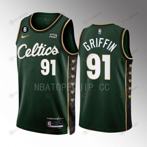 Blake Griffin 91 Boston Celtics 2022-23 City Edition Green Men Jersey Honor Bill Russell 11 Gold Diamonds