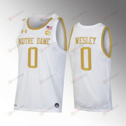 Blake Wesley 0 Notre Dame Fighting Irish White Jersey Alumni Basketball