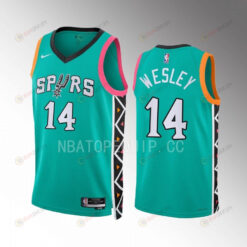 Blake Wesley 14 2022-23 San Antonio Spurs Turquoise City Edition Jersey Swingman