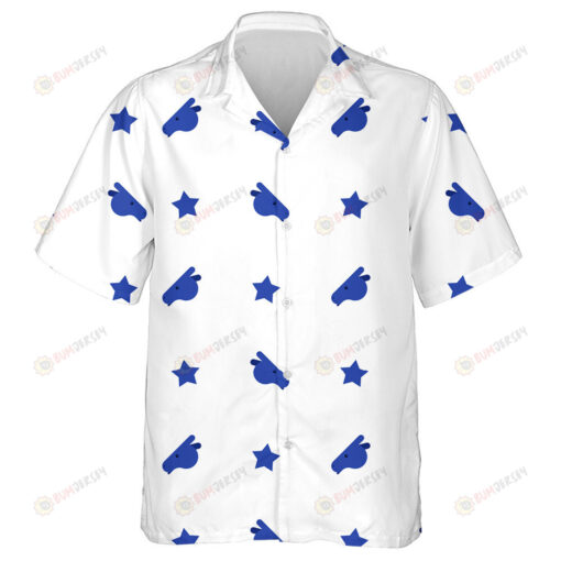 Blue Donkey Democrat Party Pattern On White Background Hawaiian Shirt