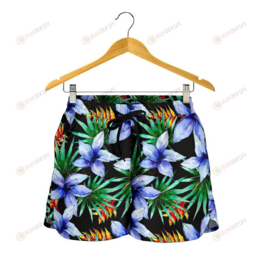 Blue Hawaiian Wildflowers Pattern Print Women's Shorts - Print Shorts