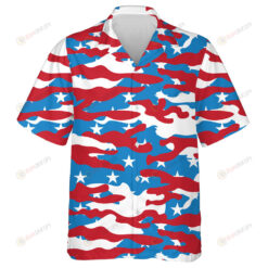 Blue White And Red Camo US Army Patriotic Hawaiian Shirt