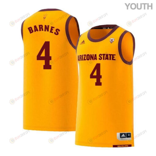 Bo Barnes 4 Arizona State Sun Devils Retro Basketball Youth Jersey - Yellow