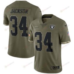 Bo Jackson Las Vegas Raiders 2022 Salute To Service Retired Player Limited Jersey - Olive