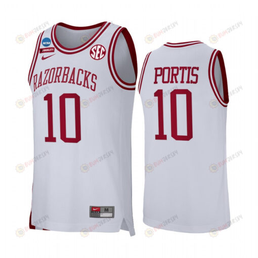 Bobby Portis 10 Arkansas Razorbacks White Jersey Retro Basketball Alumni