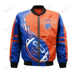 Boise State Broncos Bomber Jacket 3D Printed Flame Ball Pattern