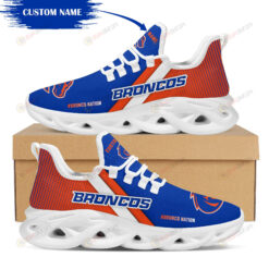 Boise State Broncos Logo Custom Name Pattern 3D Max Soul Sneaker Shoes In Blue And Orange