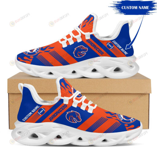 Boise State Broncos Logo Pattern Custom Name 3D Max Soul Sneaker Shoes