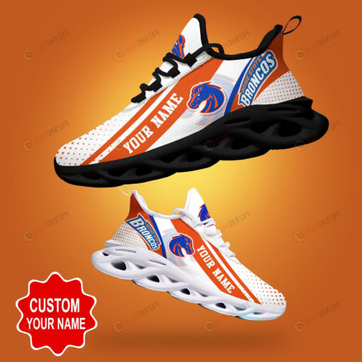 Boise State Broncos Shadow Logo Polka Dot Pattern Custom Name 3D Max Soul Sneaker Shoes