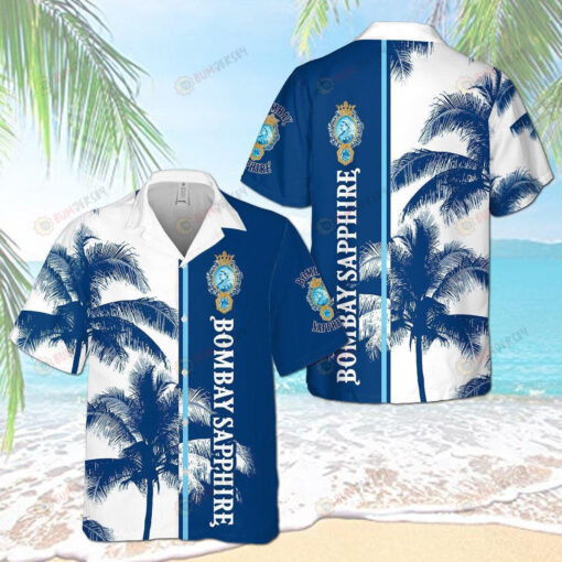 Bombay Sapphire Palm Hawaiian Shirt In Blue And White