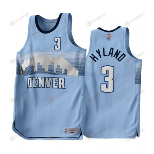 Bones Hyland 3 2022-23 Denver Nuggets Blue Earned Edition Men Jersey