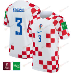 Borna Bari?i? 3 Croatia National Team FIFA World Cup Qatar 2022 - Home Youth Jersey With Patch