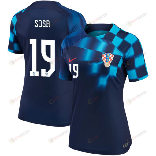 Borna Sosa 19 Croatia National Team 2022-23 Qatar World Cup Away Women Jersey