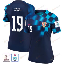 Borna Sosa 19 Croatia National Team 2022-23 Qatar World Cup Patch Away Women Jersey