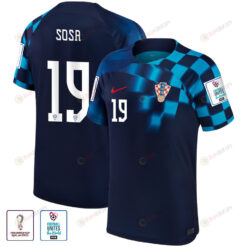 Borna Sosa 19 Croatia National Team 2022-23 World Cup Patch Away Men Jersey