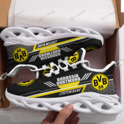 Borussia Dortmund Logo Custom Name Pattern 3D Max Soul Sneaker Shoes In Black