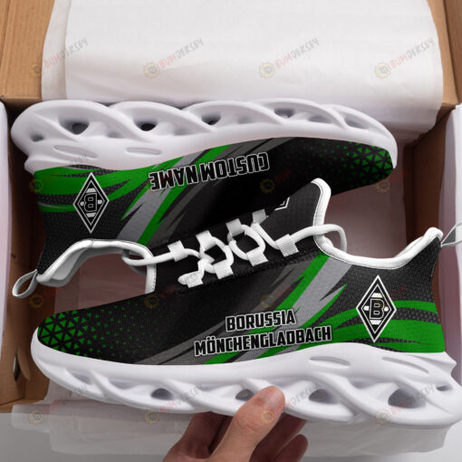 Borussia M?nchengladbach Logo Custom Name Pattern 3D Max Soul Sneaker Shoes In Black And Green