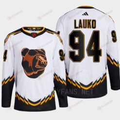 Boston Bruins 2022 Reverse Retro 2.0 Jakub Lauko 94 White Primegreen Jersey Men's