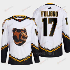 Boston Bruins 2022 Reverse Retro 2.0 Nick Foligno 17 White Primegreen Jersey Men's