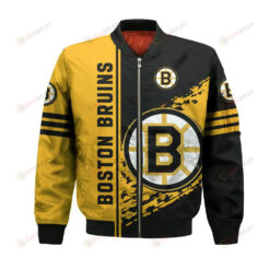 Boston Bruins Bomber Jacket 3D Printed Logo Pattern In Team Colours