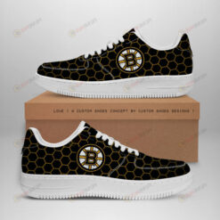 Boston Bruins Logo Beehive Pattern Air Force 1 Printed In Black