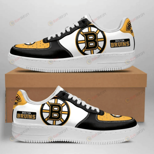 Boston Bruins Logo Pattern Black Yellow Air Force 1 Printed