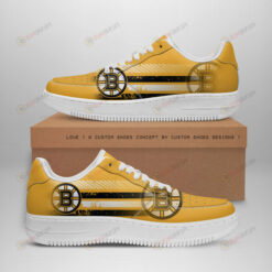 Boston Bruins Logo Stripe Pattern Air Force 1 Printed In Yellow