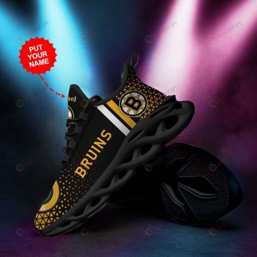 Boston Bruins Logo Triangle Pattern Custom Name 3D Max Soul Sneaker Shoes