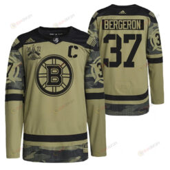 Boston Bruins Patrice Bergeron 2022 Military Appreciation Night Camo 37 Jersey Primegreen Jersey