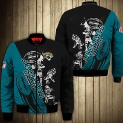 Boston Bruins Players Pattern Bomber Jacket - Black And Teal Color