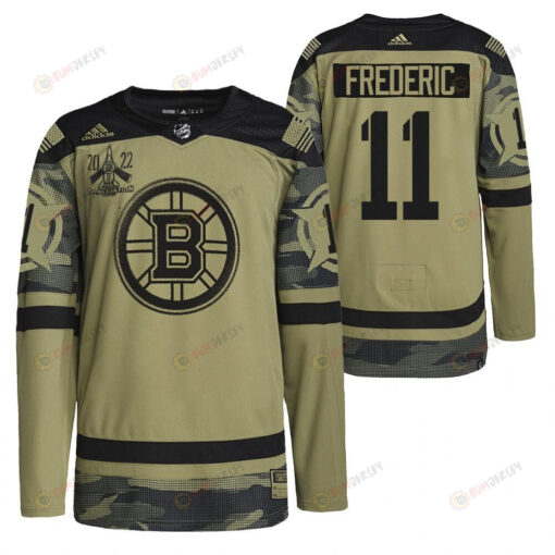 Boston Bruins Trent Frederic 2022 Military Appreciation Night Camo 11 Jersey Primegreen Jersey