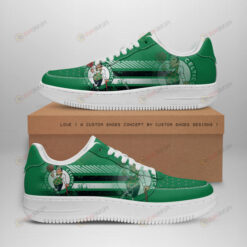 Boston Celtics Logo Stripe Pattern Air Force 1 Printed In Green