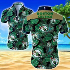 Boston Celtics On Green Short Sleeve Curved Hawaiian Shirt