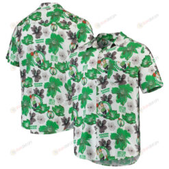 Boston Celtics White Floral Button-Up Hawaiian Shirt