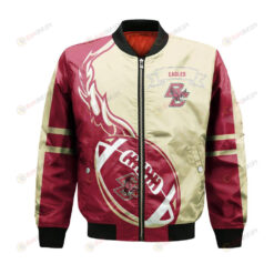 Boston College Eagles Bomber Jacket 3D Printed Flame Ball Pattern