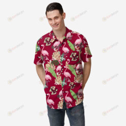 Boston College Eagles Floral Button Up Hawaiian Shirt