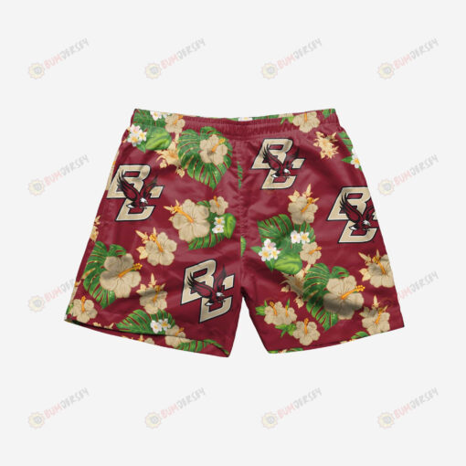 Boston College Eagles Floral Hawaiian Men Shorts Swim Trunks - Print Shorts