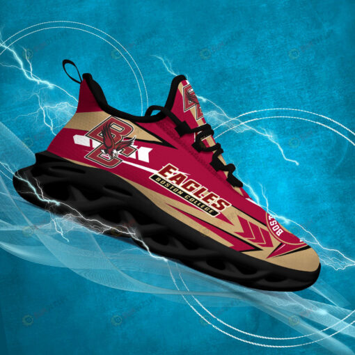 Boston College Eagles Logo Broken Pattern 3D Max Soul Sneaker Shoes In Red Gold