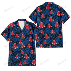 Boston Red Sox Black Dark Blue Hibiscus Black Background 3D Hawaiian Shirt