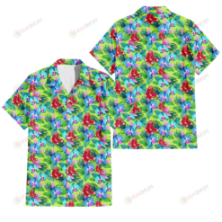 Boston Red Sox Blue Orchid Green Pink Leaf Green Background 3D Hawaiian Shirt
