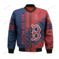 Boston Red Sox Bomber Jacket 3D Printed Logo Pattern In Team Colours