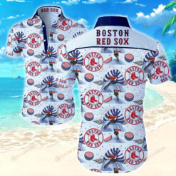 Boston Red Sox Cloud Blue Pattern Curved Hawaiian Shirt