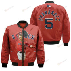Boston Red Sox Enrique Hernandez 5 Baseball Team Red For Red Sox Fans Bomber Jacket 3D Printed