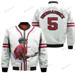 Boston Red Sox Enrique Hernandez 5 Baseball Team White For Red Sox Fans Bomber Jacket 3D Printed