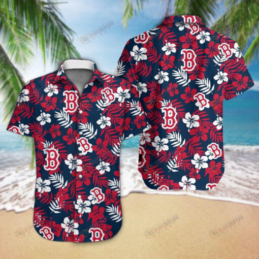 Boston Red Sox Hawaiian Shirt In Red And Navy