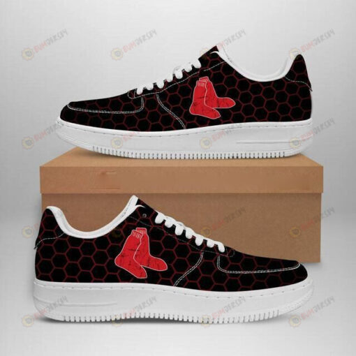 Boston Red Sox Logo Beehive Pattern Air Force 1 Printed In Black