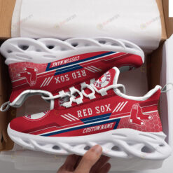 Boston Red Sox Logo Custom Name Pattern 3D Max Soul Sneaker Shoes In Red